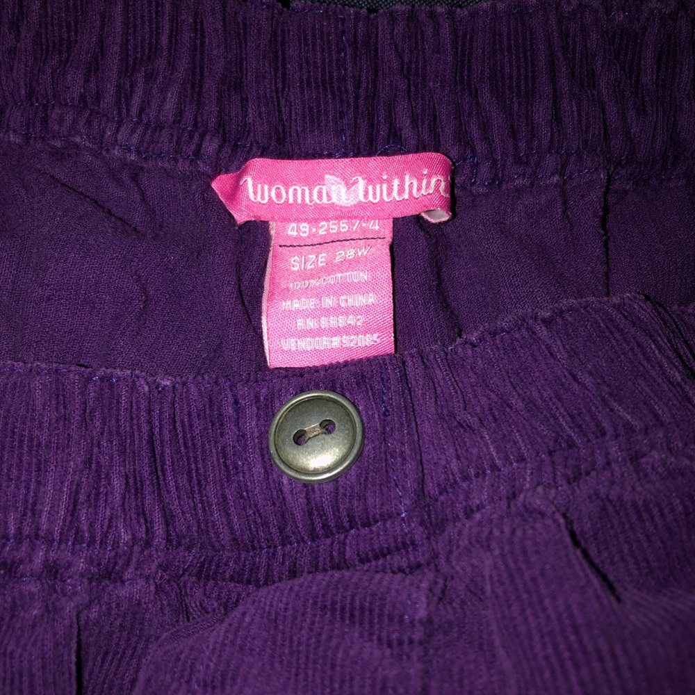 Woman Within Sz 28 Purple Corduroy Pants